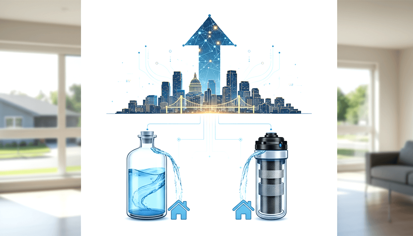 Water softener vs water filtration system comparison illustration for the home