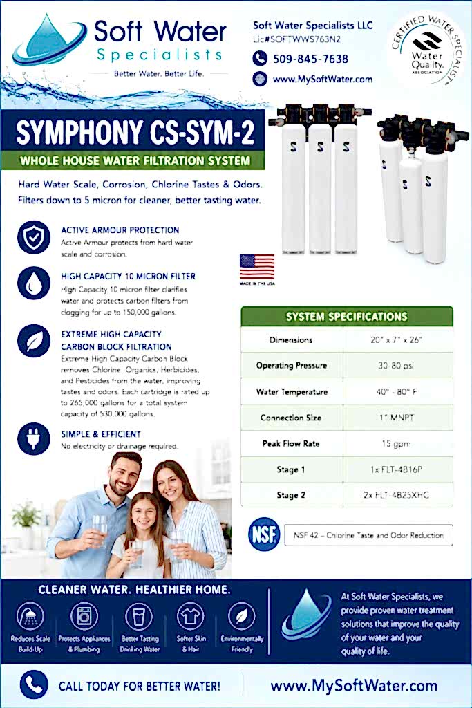 Symphony CS-SYM-2 Water Treatment System manual and product brochure – Soft Water Specialists